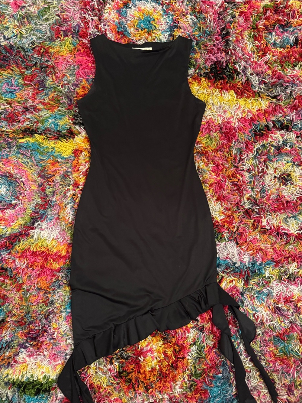 Thirty Thirty LA - Fitted Sleeveless Black Asymmetric Dress with Flowy Pieces